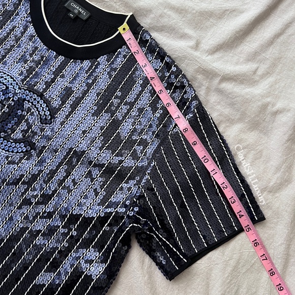 Auth Chanel 23s Sequin CC Logo Top P74612 - Size 44 - Picture 13 of 16
